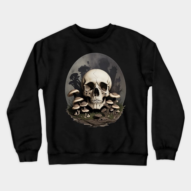 Skull with Mushrooms Crewneck Sweatshirt by Paul_Abrams